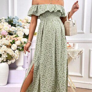 SHEIN Green Floral Long Maxi Dress - Pregnancy Maternity